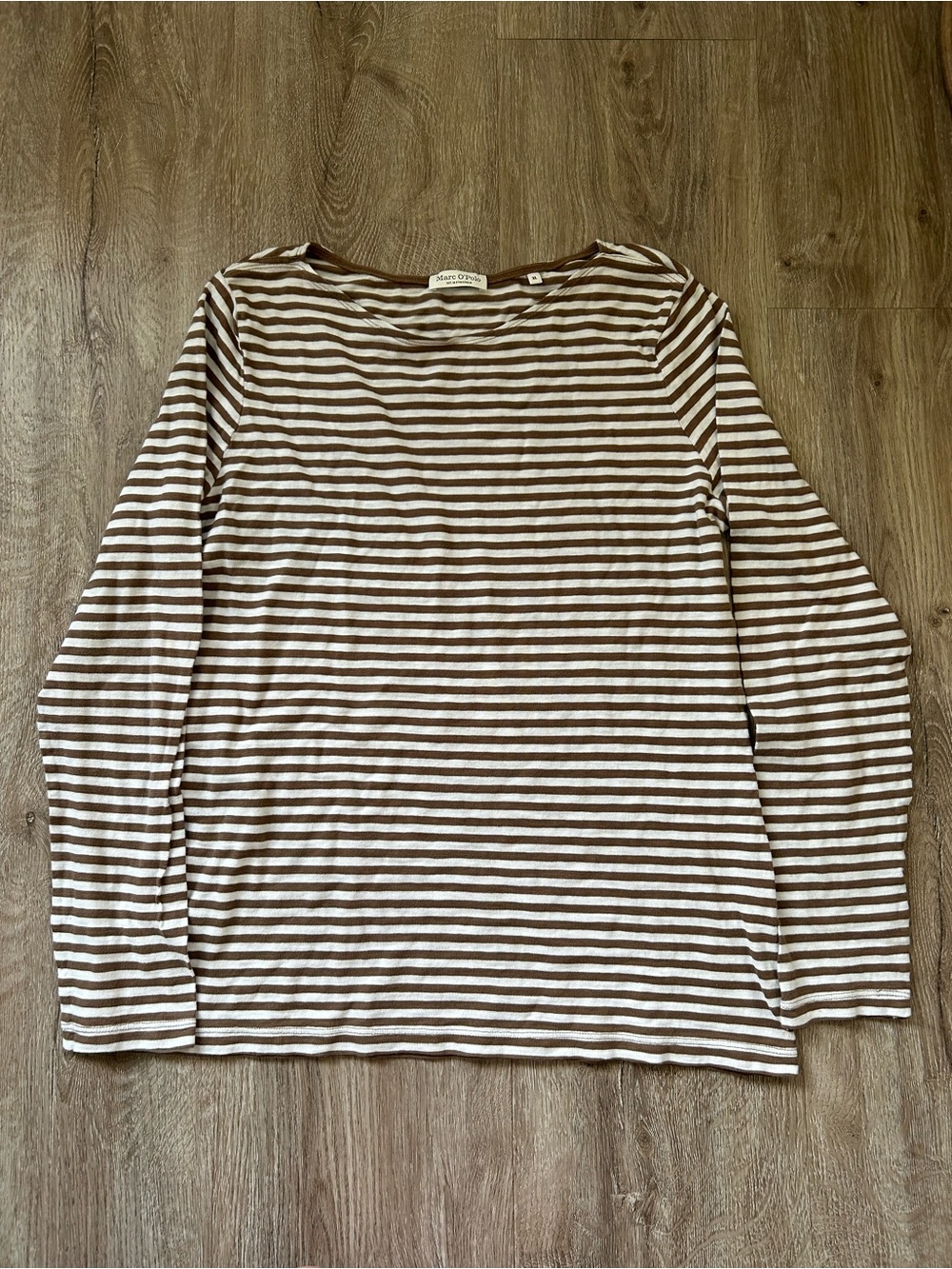 Striped Long Sleeve Tee Brown & Cream - Baumwolle